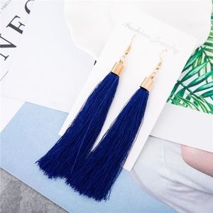 Royal Blue Tassel Bohemian Hook Earrings